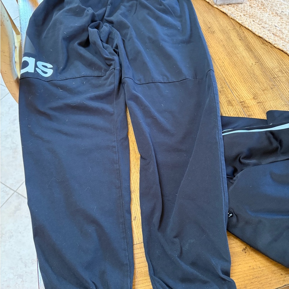 Adidas track suit set two 2 pcs zip jacket & pants medium unisex black white - Picture 6 of 13